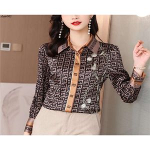 Fashion Silk Women Long Sleeve Lapel Designer Blouses Spring Autumn Office Shirtspfg4pfg4