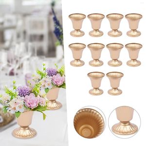 Vases 10 Pcs Retro Trumpet Gold Metal Tabletop Wedding Party Centerpieces Suppliess Desktop Flower Vase Candle Holder Home Decor