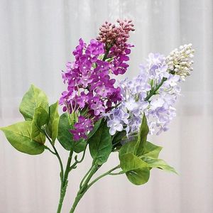 Decorative Flowers Delicate Lilac Branch Silk Artificial Home Decor Wedding Decoration Flores Artificiales White Flower Autumn DIY