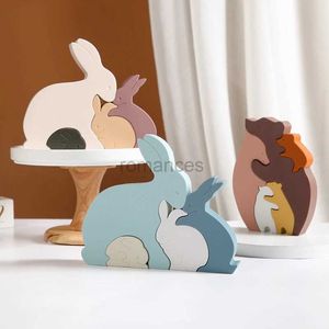 Sorting Nesting Stacking toys 1 set of rabbit silicone block baby Montessori childrens educational creative animal puzzle stacking toy builder game 24323