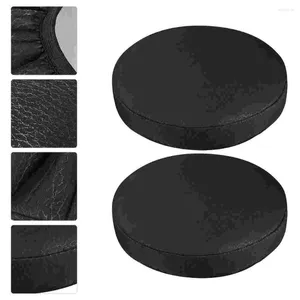 Chair Covers 2 Pcs Outdoor Pillows Black Stool Cover Round Protective Sofa Elastic Seat
