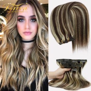 Estensioni Doreen 24 pollici 120G 160G Biondo platino con riflessi su capelli castani Brune Clip di capelli umani reali al 100% nella macchina per estensioni Remy