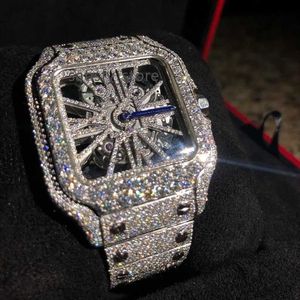 مخصصات مجوهرات مخصصة للرجال الميكانيكيون مشاهدة تمريرة اختبار الماس GRA معتمدة VVS Moissanite Iced Out Stainless Steel Watch