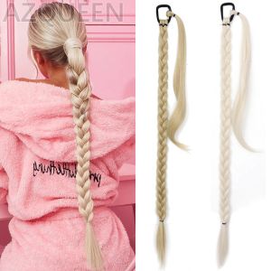 Ponytails Ponytails Synthetic Long Ponytail Hair Braided Ponytail With Rubber Band Hair Ring For Women Blonde Hairpiece Braided Braids