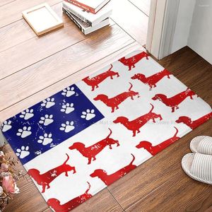 Carpets Dachshund Pet Dog Non-slip Doormat Bath Mat Cute America Flag 4th Of July Hallway Carpet Entrance Door Rug Home Decor