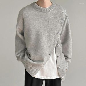 Men's Sweaters Autumn Clothing Knitted Light Luxury Pullover Sweater Casual Vintage O Neck Button-down Long Sleeve Knitwear 2024