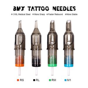 100st Tattoo Needles Disponibla steriliserade permanenta makeup nålar Rund foder tatueringspatroner för tatueringspenmaskin 240322