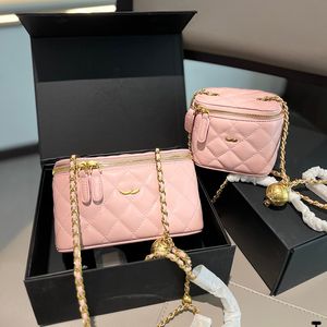 23p Gold Ball Box Bag Bage Systlish Womens Counter Bag Leather Diamond Gold Hardware Metallic Clasp Clasp Luxury Hand Handbag Matelasse Chain Crossbody Bag Bags 10 18cm