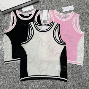 Ihålig stickad kamisol tank tops kvinnor ärmlös smal sommar tunna skördetoppar sommar t -shirt