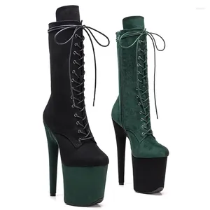 Танцевальная обувь LAIJIANJINXIA, 20 см/8 дюймов, замшевая верхняя женская обувь на платформе, вечерние туфли на высоком каблуке, современные сапоги до середины икры, полюс 476