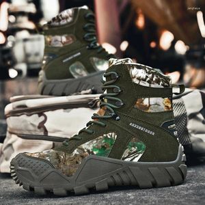 Scarpe da fitness Four Seasons Mid Top Camo Stivali tattici traspiranti di grandi dimensioni Forze speciali Escursionismo all'aperto Combattimento durevole Militare