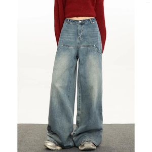Women's Jeans Vintage Baggy Straight Denim Trousers Female Y2K High Waist Loose Wide Leg Women Streetwear All-Match Casual Pants Spring