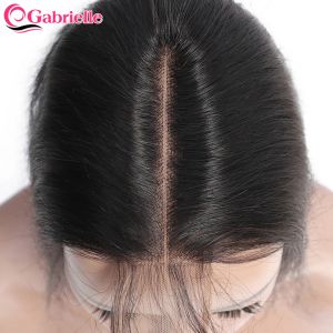 Verschlüsse Gabrielle mittlerer Teil Spitzenverschluss 2x6 brasilianisches menschliches Haar gerade natürliche Farbe 100% Remy Hair Kim K Schließe kostenlos Versand