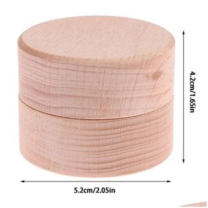 Jewelry Pouches Bags 1Pc Personalized Round Wooden Ring Box Engagement Dish Storage Drop Delivery Packing Display Otjd2