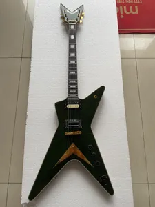 Chitarra elettrica a forma di tipo ML personalizzata verde oliva