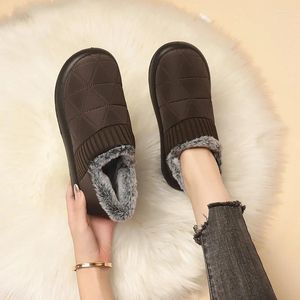 Scarpe da passeggio Stivali da neve da donna Mocassini da esterno Peluche Piccoli appartamenti leggeri impermeabili Sneakers traspiranti Nero Taglia 35-41