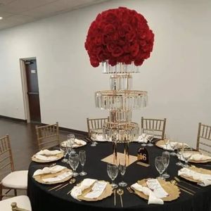 3pcs) 90cm/120cm round bottom Wedding supplier acrylic flower vase crystal tall flower trumpet vase floral centerpiece for event party 815