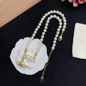 Designer Pendant Necklaces Letter Viviane gold Chokers Luxury Women Fashion Jewelry Metal Pearl Necklace cjeweler Westwood 132