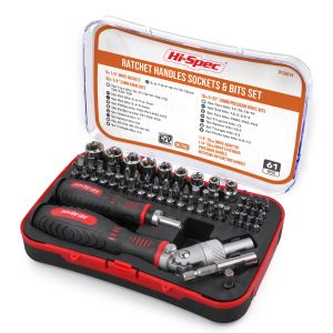 Boormachine Hispec 61pc Ratchet Screwdriver Set Magnetic Handle 1/4 Socket Screwdriver Bits Repair Hand Tool Kits Screw Driver with Case