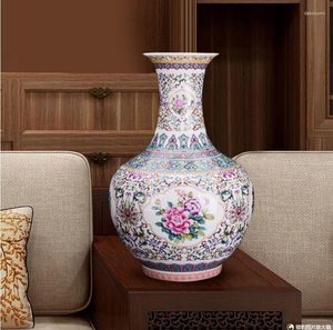 Vases Chinese Jingdezhen Ceramic Enamel Classical Vase Office Store Villa Furnishing Decoration Home Bookcase Cabinet Ornaments Crafts