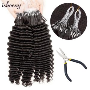 Extensions Isheeny Deep Wave Micro Loop Human Hair Extensions 12 