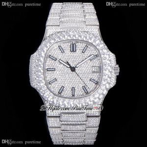 2021 TWF pavé di diamanti 5711 324SC 324CS Orologio automatico da uomo con bastoncini completamente ghiacciato Bracciale in acciaio inossidabile con diamanti Super 248d