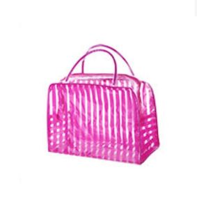 Bolsa de higiene pessoal em pvc transparente, nova bolsa de maquiagem para viagem de grande capacidade, bolsa cosmética moderna listrada