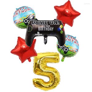 パーティーデコレーション1セットゲームコントローラーペンタグラムラウンドゴールド32インチデジタルコンビネーションアルミバルーン子供おもちゃお誕生日おめでとうございます