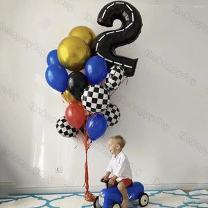 パーティーデコレーション16pcsレーシングカーの誕生日風船セット高速2つの40インチレーストラック番号バルーンベビーシャワーボーイズキッズ1番目の装飾