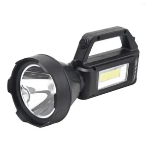 Ficklampor facklor Solar Spotlight High Lumen LED Handhållen Searchlight 4 -lägen Vattentät arbetsljus för campingvandringsjakt