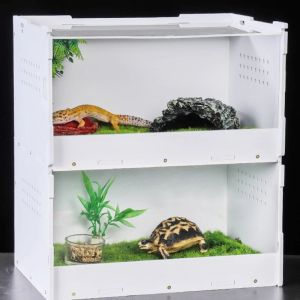 Terrarium Gad Feeding Box podwójne warstwy hodowla akrylowego terrarium Clear Owad Siedlisko dla mini -zwierzak
