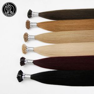 Uzantılar keratin bağı düz uç kapsülü gerçek remy doğal saç uzantıları insan saçı füzyon ön bağlı saç 16 18 20 22 inç 0.8g/iplik