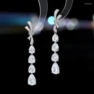 Dangle Earrings SENYU Design Gradient Water Drop Tassel Paved Colorful Cubic Zirconia Women High Quality CZ Jewelry Bridal Earring