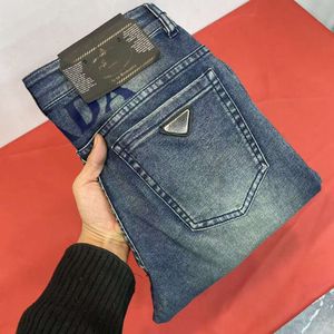 Designer Jeans European Station 2024 Spring New High End Men's Printed Jeans Trendy Brand Fashion Slim Fit Elastic Pants