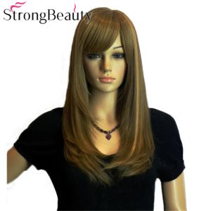 Wigs Strongbeauty Girl Cosplay Blonde Brown Brown Bangs Long Scalique Bangs Full Hair Rigs