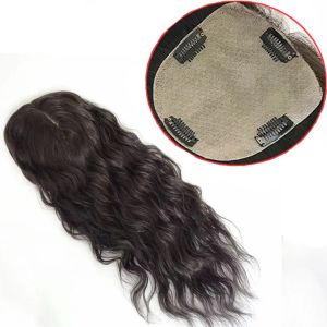 Toppers Silk Skin Base Wavy Virgin Human Hair Women Toppers 12x13cm Clips In Natural Scalp Top Silk Base Topper For Women 15x16cm