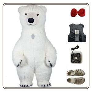 마스코트 의상 2023 새로운 IATable 마스코트 생일 선물 웨어러블 워킹 곰 백색 북극곰 (Bear+ fan+ bow+ backpack)