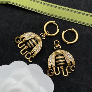 S925 Earrings Stud Gold Bee Earrings Stud Glamour women fashion bee style jewelry gift