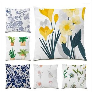 Pillow Flowers Print Cover Tropical Palm Leaf Decoration Home Flocking Living Room Nordic 45x45 E1063