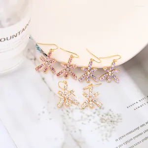 Dangle Earrings Exquisite Zircon Crystal Flower Drop For Women Gifts Pink Clear Fashion Jewelry Accessories