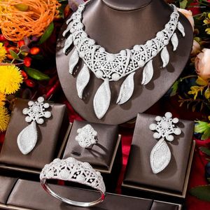 Necklace Earrings Set GODKI Luxury Dream Catcher Leaf African For Women Wedding Party Cubic Zircon Dubai Bridal