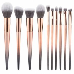 Makeup szczotki kosmetyczne proszkowe cień do powiek Foundati Blush mieszanie piękna 10pcs/działka kryształowy gradient makijaż pędzel narzędzia i8p5#