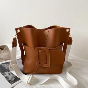 Сумка, модная однотонная сумка-ведро, женская сумка из искусственной кожи с застежкой на плечо, большая вместимость, повседневные сумки через плечо