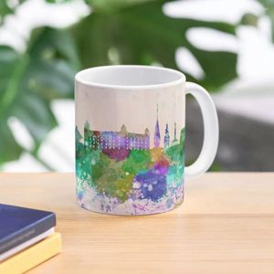 Mugs Bratislava Skyline i akvarell Bakgrund Kaffe mugg Mate Cups Anime