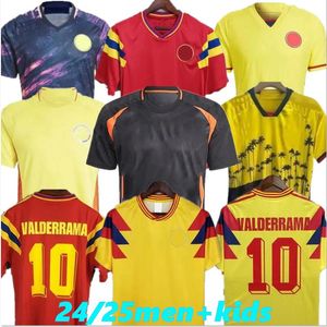 1990 Colombia Valderrama Guerrero Retro Soccer Jerseys 2023 2024 James Cuadrado D.Sanchez Escobar Uribe Falcao Memoria Home Away Football Shirt Classic Uniforms