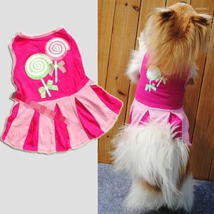 犬のアパレルキャンディーパターンペットの服快適な通気性のある甘い子犬ドレスパーカースカートドレスs