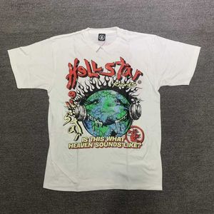 Hellstar Studios Globe Tee Plus Size Herren T-Shirts Schwere Baumwolloberteile Mann Vintage Übergroßes T-Shirt Streetwear Jugend s Hellstars Big Tall Kurzarm VBY1