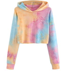 Abbigliamento fitness personalizzato Tie Dye di alta qualità per palestra Crop Top in pile di cotone Felpe con cappuccio da donna Quantità sfusa Prodotto in Pakistan