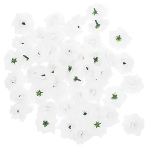Dekoratif çiçekler 50pcs çiçek zanaat simülasyonu yapay beyaz gül diy çelenk çelenk aksesuarları düğün gelin duş partisi için