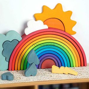 Ordinamento Nidificazione Impilabile giocattoli 28 Stile Arcobaleno Stacker Nido Puzzle Giocattolo Tunnel Gioco Montessori Blocchi di costruzione in legno Giocattoli per bambini 24323